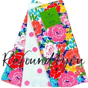 Kate Spade - ‘Pink/Red Flowers’ dish towels (3). NWT  Firm!